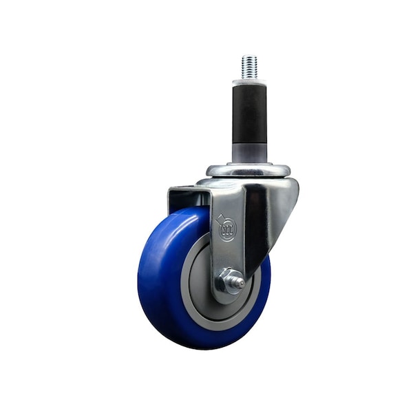 3.5'' Blue Poly Wheel Swivel 1-1/8'' Expanding Stem Caster